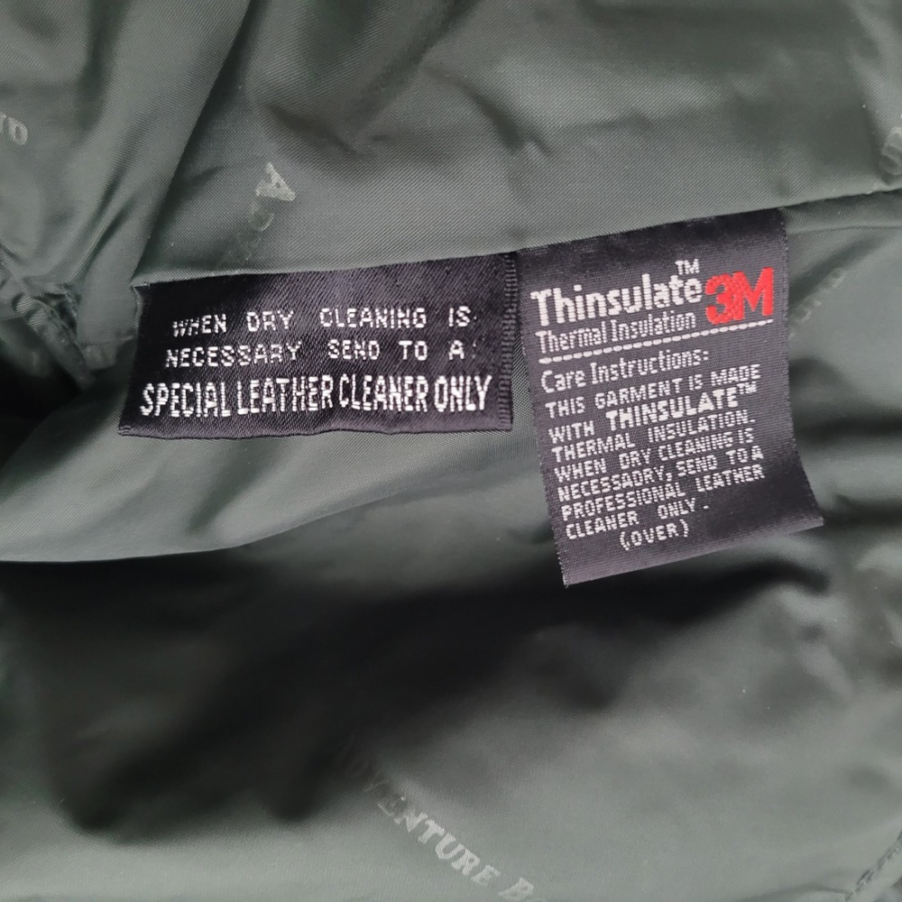 Vintage Adventure Bound Wilson's dark green leather bomber jacket thinsulate‎ - Picture 14 of 16